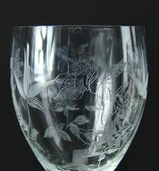 5 Elegant Ornate Floral Etched Cut Crystal Mystery Pattern Water Wine Glasses