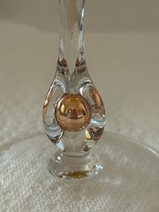 Vintage MCM Jozef Stanik Zlata Zuzana Amber Champagne Coupes Gold Ball Set of 4