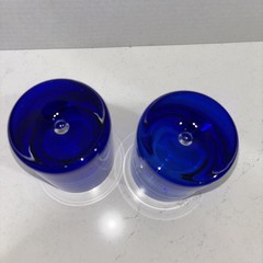 Cobalt Blue Bubble Base Glasses Block Stockholm Set of 2 Crystal Old Fashioned