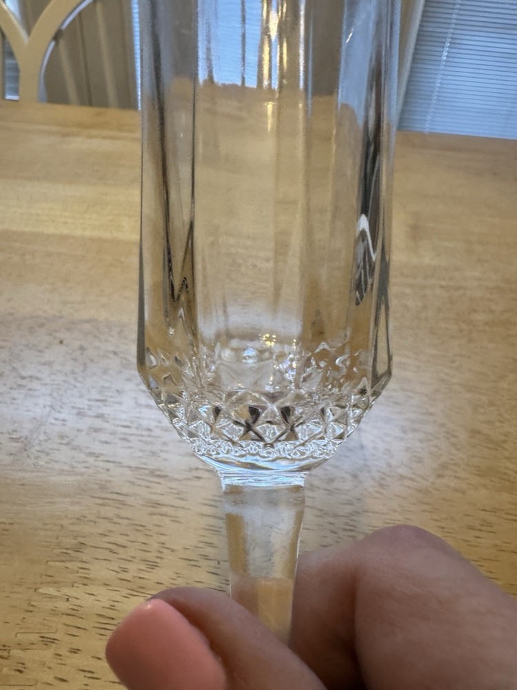 Set of 4 – St George American Heritage Cut Crystal Champagne Flutes w/ Hex Stem