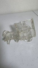 Vtg Donkey Horse and Cart Wagon Clear Glass Toothpick Holder Candy Nut Dish 50s
