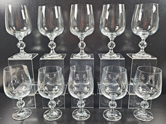 (10) Import Assoc Claudia Water Goblets Set Vintage 12 Oz Crystal Stemware Retro