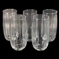 5ct 20oz Libbey Crisa Clear Glass Ribbed Tumbler Glasses 6.25 in H