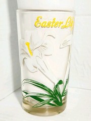 Easter Lily 5″ Standard Peanut Butter Glass Glasses Drinking Kitchen Boscul Vtg