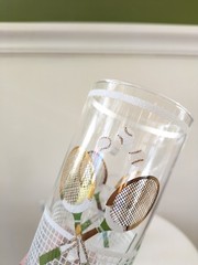 Vtg Mid Century Textured Tennis Glasses Georges Briard Style Gold White Green
