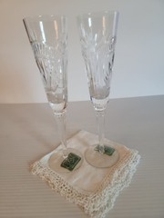 Pair Lenox Millennium Edition Fine Crystal Champagne Flutes 9.75″ Toasting