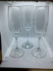 Champagne Flute Glasses – Clear Glass – Lot of 3 Mixed Sizes