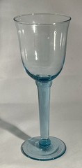 Set of 8 Blue Hue Vintage Glass Stem Glasses Goblets Wine Hand Blown Mexico