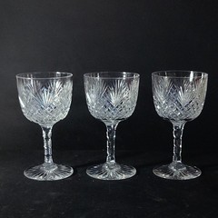 DORFLINGER WINE GLASSES, Hand Cut Lead Crystal, 4 3/4″, 4 Oz, USA, ABP, 3PCS