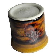 Vintage MCM Louis Mideke Studio Art Pottery Brown Glaze Teacup Cup Vase Asian