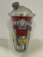 Cocktail Recipe Glass Shaker Mid-Century Paris Moulin Rouge With Shot Glass MCM