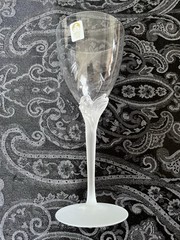 Sasaki Crystal Wings 24% Lead Frosted Dove Bird Stem Wine Glass Vintage