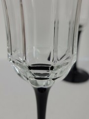 2 Vintage Luminarc Octime Crystal Black Stem Champagne Flutes Wine Glass France