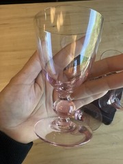 (6) Vintage MCM Pink 4oz Glasses Bar Ware Drinking Liquor Ball Stem Cocktail