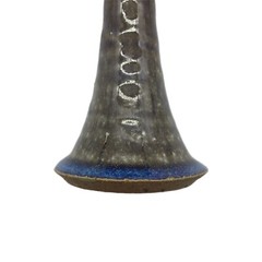 Art Pottery Goblet Hand Crafted Collectible Stoneware Wave Design Blue Accents