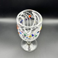 RARE James Moody Signed Handmade Hand Blown Colorful Art Glass Tumbler Goblet 7”