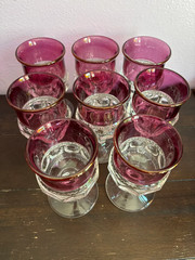 Set of 8 Indiana Glass KINGS CROWN Ruby Red Medium Wine or Cordial Goblet 5.5′