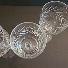 4 Vintage Elegant Cut Crystal Wine Water Glasses Wreath By Rock Sharpe STUNNING
