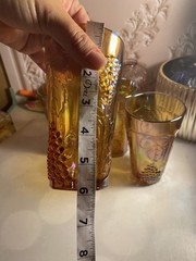 4 Vintage Indiana Glass Harvest Grape Marigold Carnival Tumblers/Water Glasses
