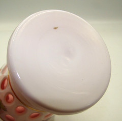 Vintage Bohemian Glass Beaker Goblet Hand Painted White Cut To Cranberry