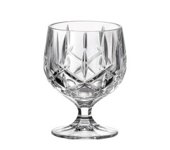 Criss Cross Crystal Cognac Glasses Heavy Cut Bohemia Brandy Snifter Set of 2