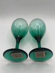 VTG SET 2 Libbey Premiere Dark Green Ice Tea Glasses Round Milk Shake Stem ON29