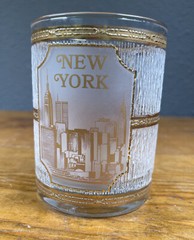 Vintage New York Souvenir Culver 22k Gold Lowball Whiskey Tumbler Glass NY