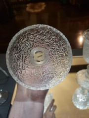 (2) Water Goblets 7-1/2″ Glasses, Antique Overshot Over shot c.1800’s Satin knop