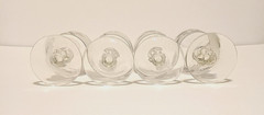 Libbey Stemmed Frosted Glasses Silver Leaf Design Vintage Set of 4
