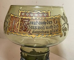 Large Friedr. Van Hauten Enameled hand blown glass pewter Drinking Vessel Roemer