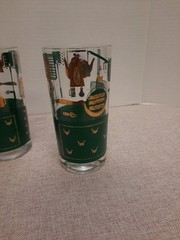 Bob Wallack Green and Gold Tall Cocktail Glass Lot of 3 Rare