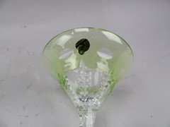 Waterford Crystal Simply Lime Green Cut Crystal Martini Glasses NIB
