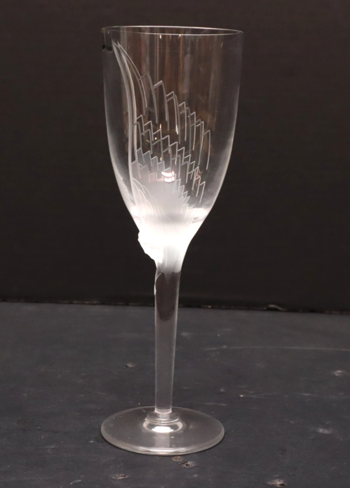 Lalique Glass Angel Champagne Flute Goblet Glass France Signed
