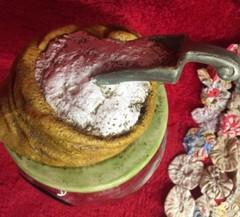 Old Biscuit Cookie Jar Cannister Resin Lid Detailed Sugar Scoop Bag Pig Ear Jar