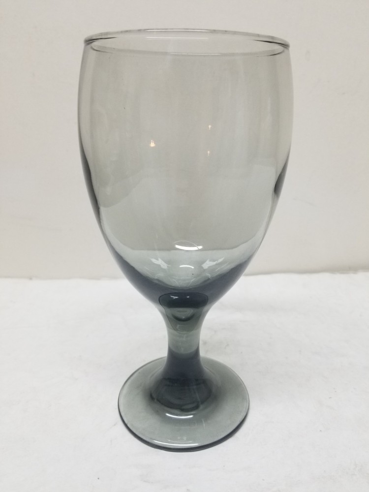 VTG LIBBEY CLASSIC SMOKE GREY GLASS GOBLET 7″