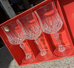 Cristal D’Arques Longchamp Water/Wine Goblets 7 1/4″ Tall Set of 3 Glasses 8.4oz