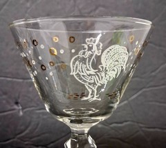 Vintage 1950’s Libbey Chanticler » Drunken Rooster » MCM Stemware Bareware