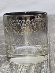 4 Pc Mid-Century Modern Queen’s Lusterware Silver Fade Lowball Glass Set
