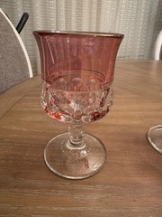 Vintage Tiffin Kings Crown Thumbprint Pink Cranberry 5.75”Goblets – 8 Available