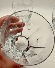 Stunning Block Crystal Cut Glass Old Fashioned Rocks Whiskey Tumblers Dots