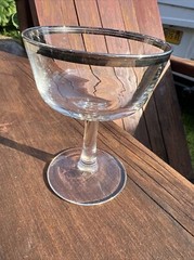 Vintage French Silver Platinum Silver Rim Sherbet Glass Champagne Wine Stemware