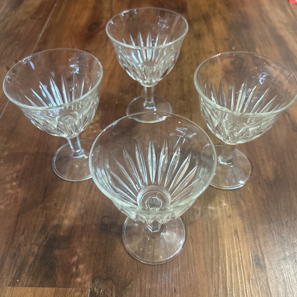 Fidenza Vetraria 4 Crystal Wine Goblets Glasses SORRENTO EUC Italy Champagne VTG