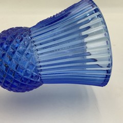 Fostoria Avon Cobalt Blue Glass Goblets (2) Ribbed Design/Diamond Cut Pattern