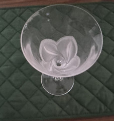 Lot of 6 Cristal J D Durand Water/Wine Goblets Frosted Petals Stemware France