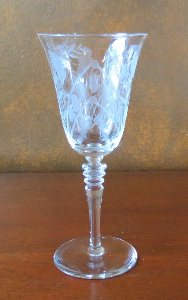 Libbey Rock Sharpe #2010-17 Cut Flower & Dots Tall Water Goblet(s)