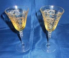 Vintage Fostoria Versailles Topaz 5-7/16″ Aperitif Glasses Set of 2 Etched RARE