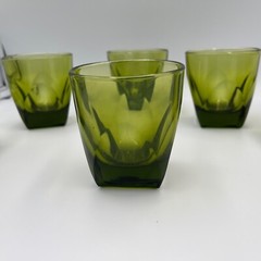 Set of 6 Vintage MCM Hazel Ware Gothic 1960’s Green 5 1/2 oz Glasses