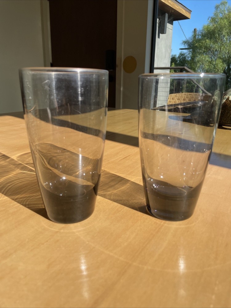 Libbey Vintage Glassware Smokey Set Of 2 Cursive “L” Etched On Bottom 16oz