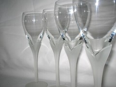 4 COLONY AMARYLLIS SATIN FROSTED Flower Petal Stem Wine Glasses 8 7/8″ EXCELLENT