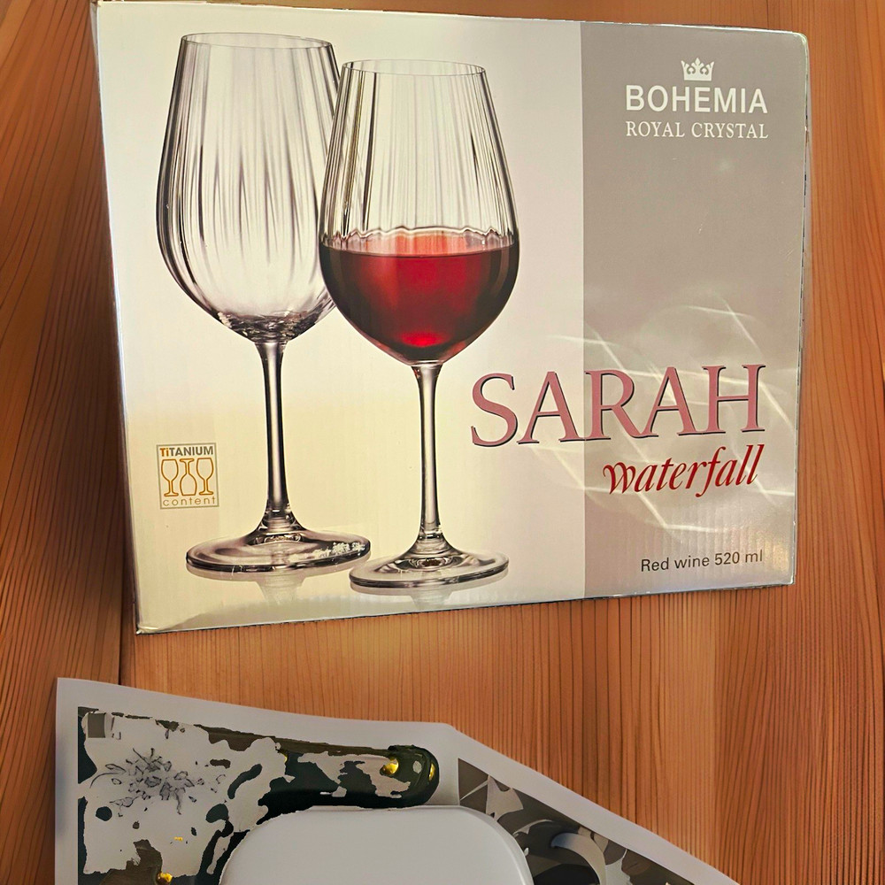 Bohemia Sarah Waterfall Crystal Red Wine Glasses 520 ml Clear Set of 6